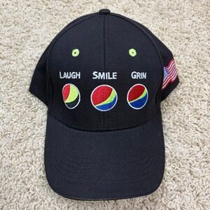 Pepsi Zone Zero Laugh Smile Grin Embroidered Baseball Cap Black Adjustable‎ NWOT